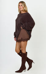 Emilia Jumper - Oversized Fluffy Knit Jumper in Chocolate