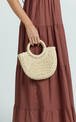 Marcia Straw Top Handle Crossbody Bag in Natural