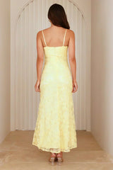 Twinkle Times Mesh Maxi Dress Yellow