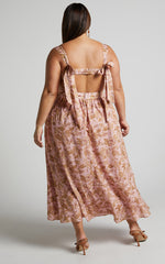 Amalie The Label - Kai Double Tie Back Midi Dress in Vahala Print
