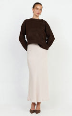 Amari Maxi Skirt - High Waisted Bias Cut Skirt in Oyster