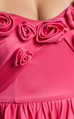 Angeletta Mini Dress - Sweetheart Rosette Detail Fit & Flare in Pink