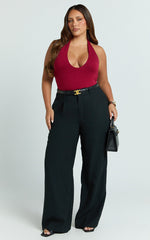 Augustus Pants - High Waisted Wide Leg Tailored Pants in Black