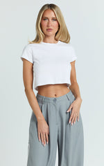 Danzel Top - Boxy Fit Cap Sleeve Crop Top in White