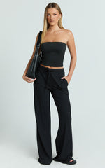 Davie Pants  - High Waisted Wide Leg Pants in Black