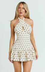Elise Mini Dress - Keyhole Halter Dress in White