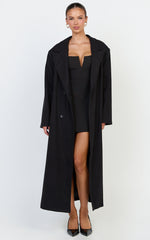 Eloise Coat - Oversized Longline Tailored Coat in Black
