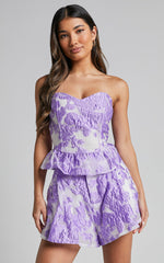 Hailey Shorts - Jacquard Full Shorts in Lilac Jacquard