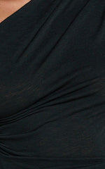 Hillary Top - Asymmetric Ruched Side Jersey Top in Black