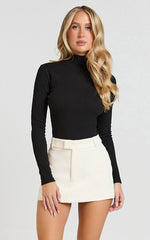 Ursula Mini Skirt - Structured Tailored Skirt in Cream