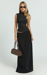 Lioness - Ford Maxi Skirt in Onyx Polka