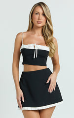 Makenzie Top - Tie Front Corset Cami Top in Black