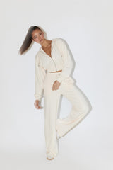 Selene Pants - Tie Waist Sweatpants in Cream