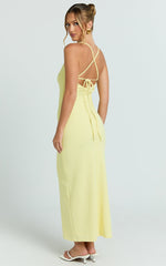 Ramirez Midi Dress - Scoop Neck Low Back Dress in Lemon