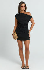 Robilyn Top - Off Shoulder Linen Look Top in Black