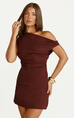 Robilyn Skort - Linen Look Skort in Chocolate