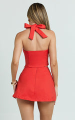 Romy Skort - Fitted Split Leg Skort in Red