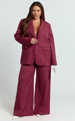 Selena Blazer - Oversized Single Breasted Blazer in Wine