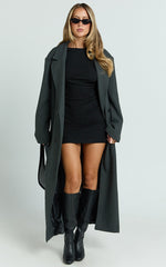 Silvena Coat - Oversized Longline Tailored Coat in Slate Grey