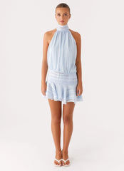 Willow Chiffon Mini Dress - Blue