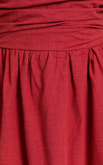 Polly Midi Dress - Strapless Ruched Dress in Red