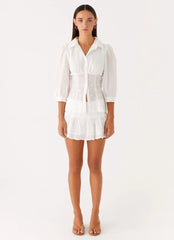 Sync Love Broderie Mini Skirt - White